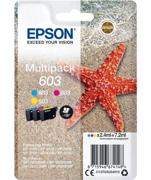 Epson C13T03U54010 multipack tinta 603 3 tintas cyan magenta amarillo - EPSC13T03U54010