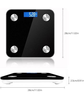Forever BAB01001 bascula negra fit digital para baño balanza escala inteligente peso grasa b - 6952417304407-4