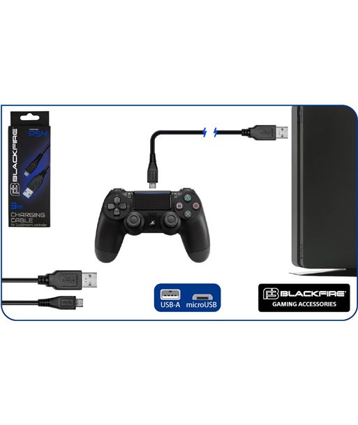 Câble de chargement Blackfire USB vers MicroUSB 3 m pour PS4