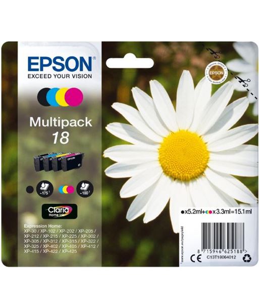 Epson C13T18064012 multipack tinta 4 colores 18 claria home c13t18064010 - EPSC13T18064012