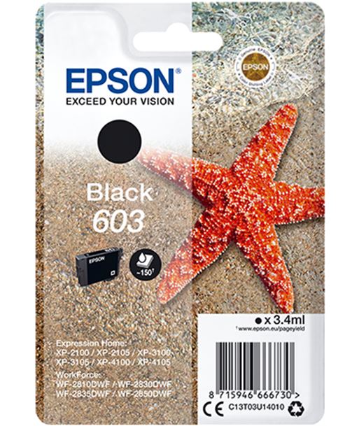 Epson C13T03U14010 cartucho tinta negro 603 - 3.4ml - estrella mar - EPS-C13T03U14010